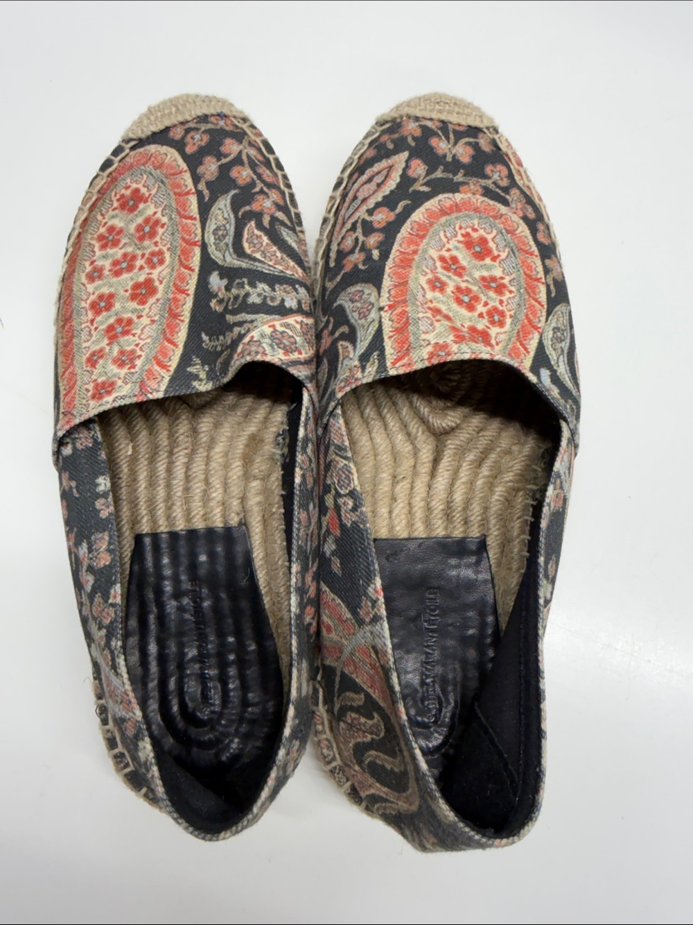 Isabel Marant Etoile Espadrilles Slip On Canvas Shoes Paisley Print Black 39 / 9 - Picture 4 of 9